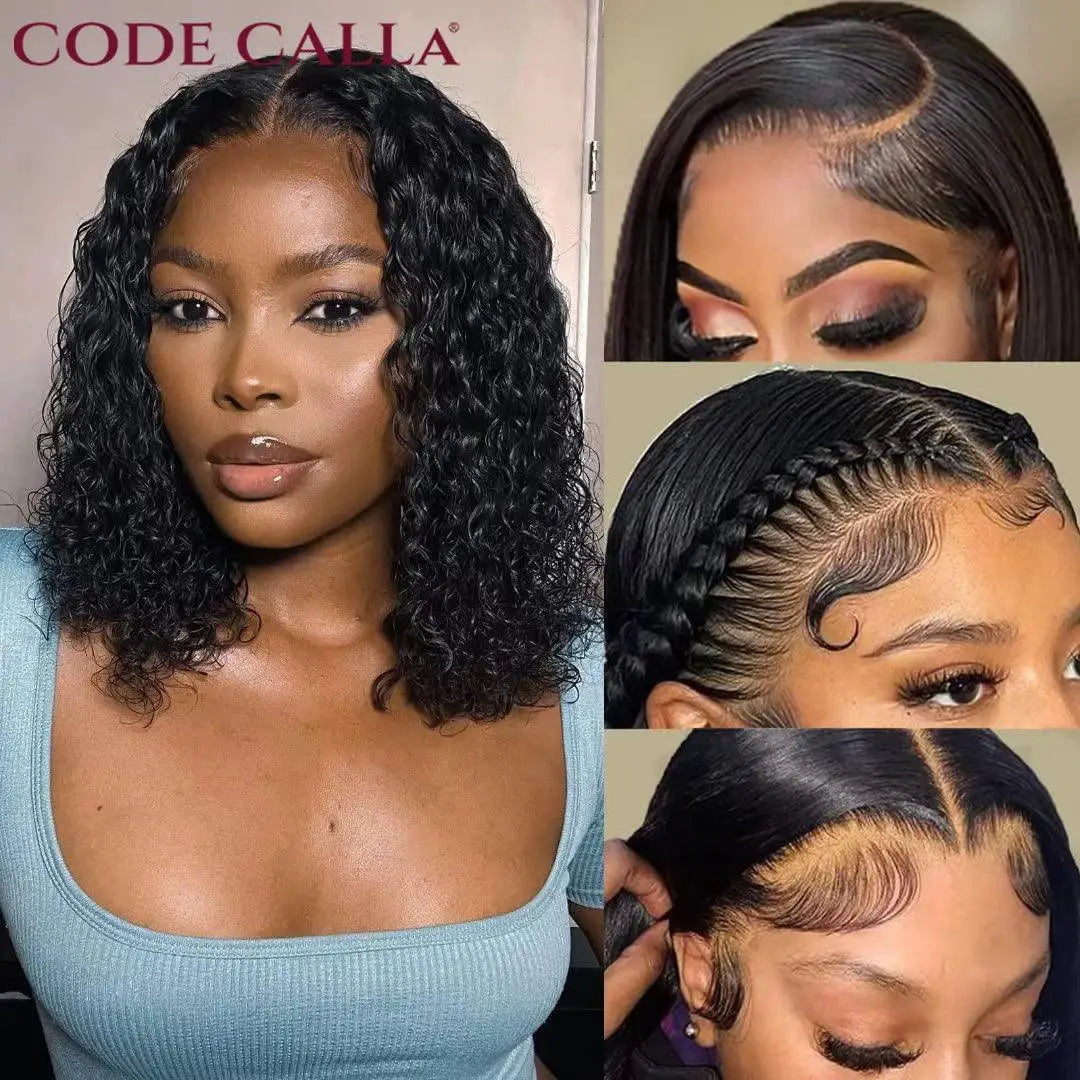 Curly Glueless Bob Wig 100 Percent Human Hair Lace Front