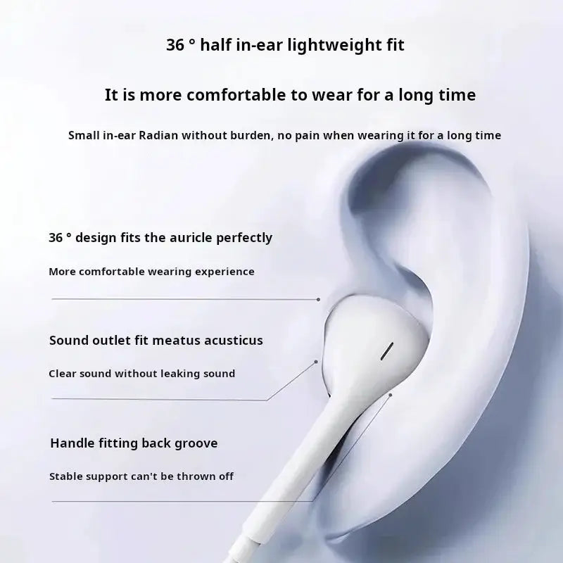 Original In-Ear Headphones For Apple iPad iPhone 15 17 14 13 12 11 16 Pro Max Plus Type C Wired Earphones Laptops Tablet Earbuds
