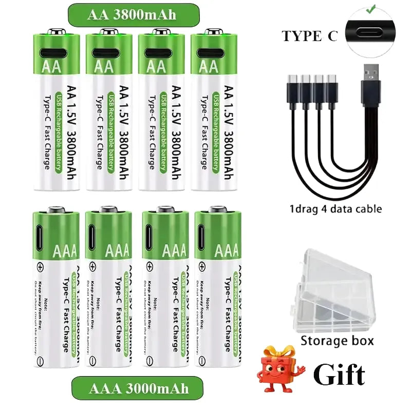 AA AAA Rechargeable Batteries - Capacity — product view 1