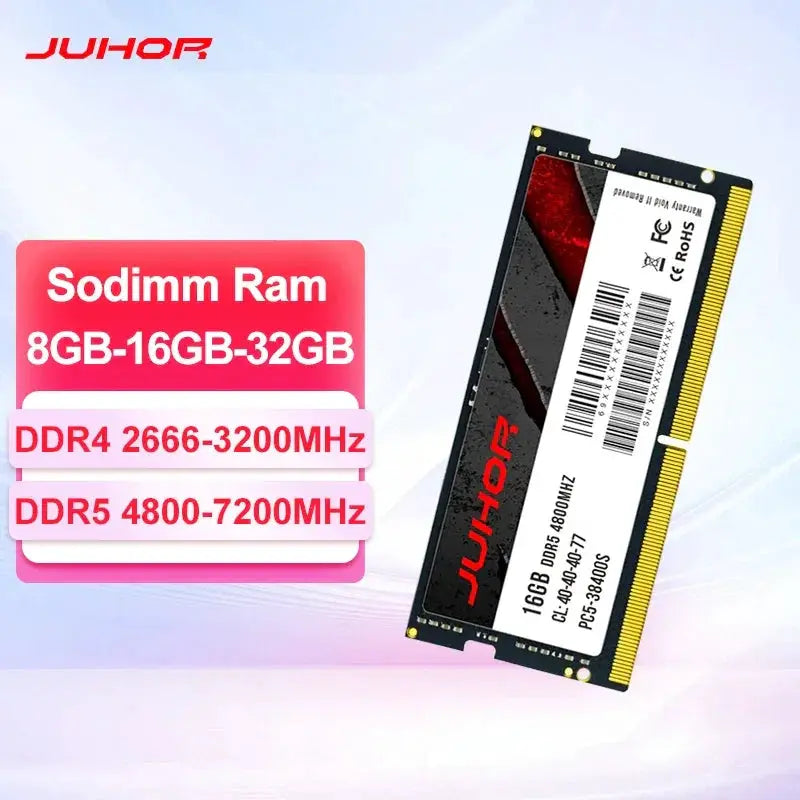JUHOR Laptop RAM DDR4 DDR5 SODIMM 8GB 16GB 32GB Memory