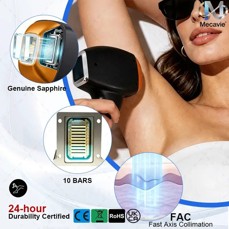 FAC Fast Axis Collimation Diode Laser Hair Removal Machine 10 Bars Genuine Sapphire Cooling Picosecond Laser Tattoo Mole Removal