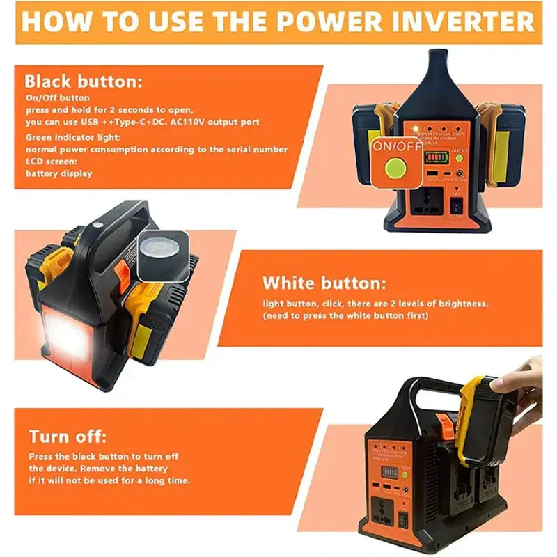 Portable 300W Inverter for 18V Battery Tools Outdoor Use - OurLum.com