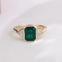 Sterling Silver Silver Gold Lab Grown Emerald Ring