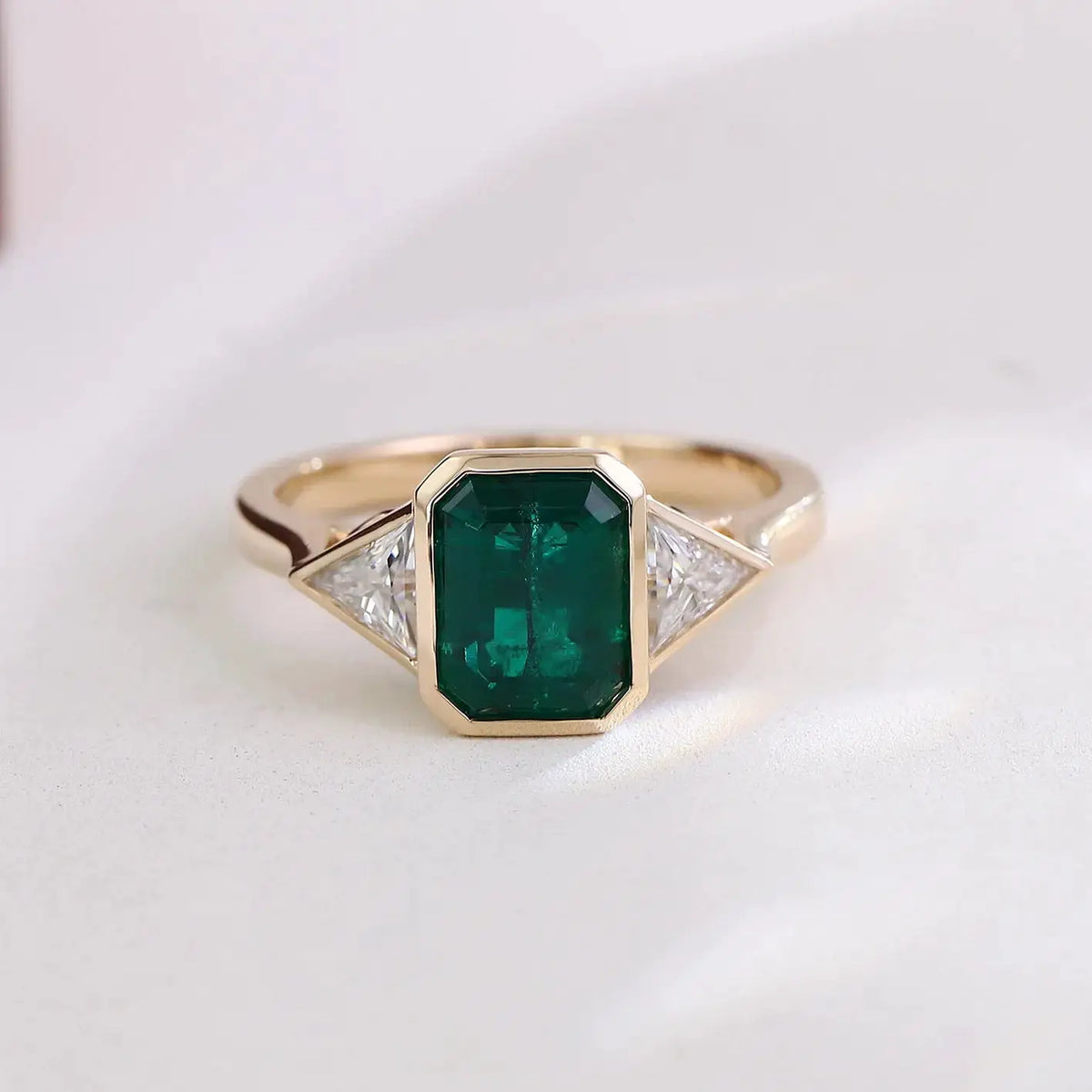 Sterling Silver Silver Gold Lab Grown Emerald Ring — product image 5