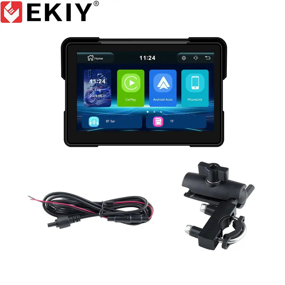 EKIY 7.0" Wireless CarPlay Moto Android Auto Portable Digital Dashboard GPS Motorcycle Navigation Display Screen Monitor TPMS