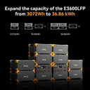 Extra Battery 3840Wh, Expand Capacity for E3600LFP/E3800LFP/F3000LFP/E2400LFP/E1500LFP/E1000LFP, LiFePO4 Backup Battery, Custom