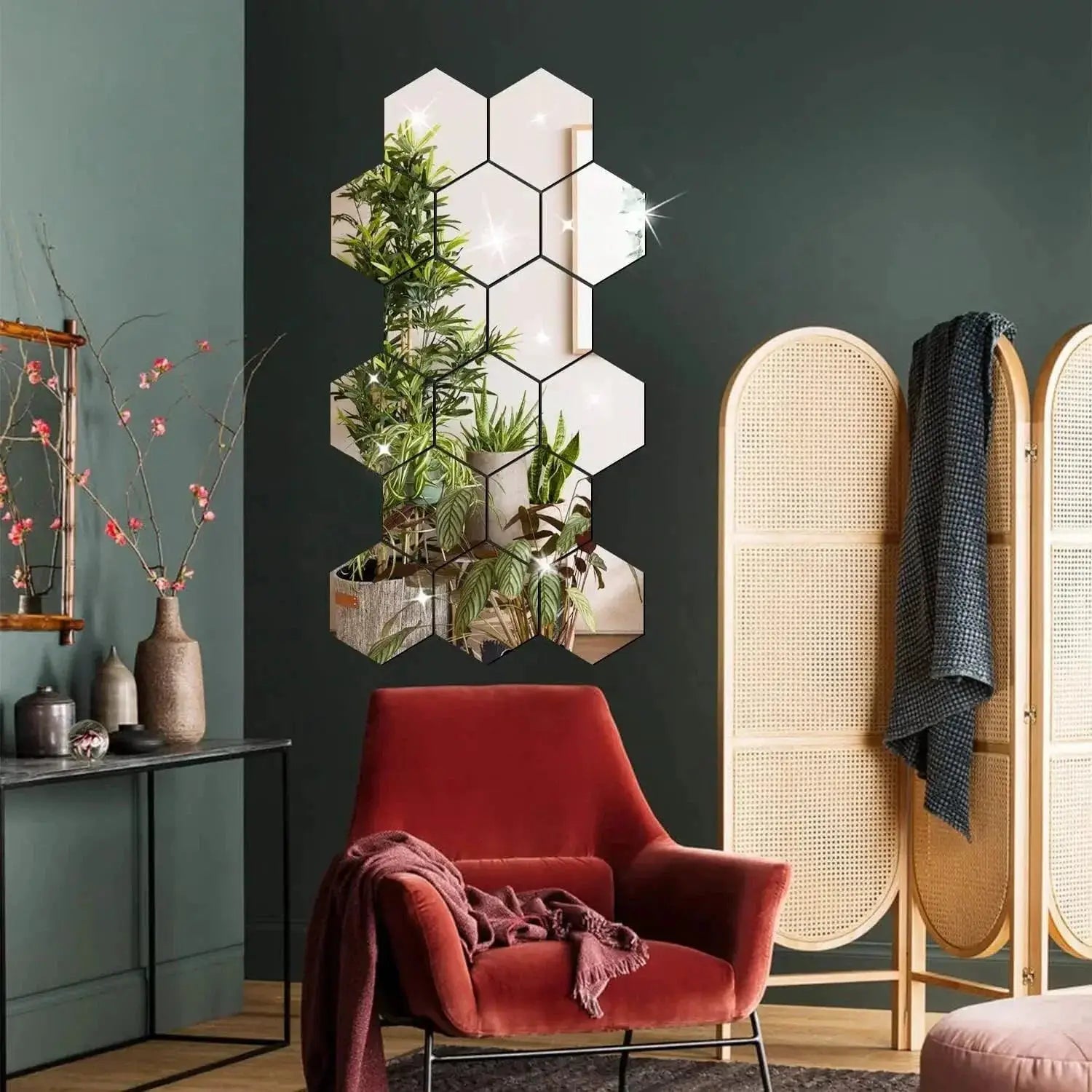 Hexagon Mirror Wall Stickers Set Modern DIY 3D Art Decor
