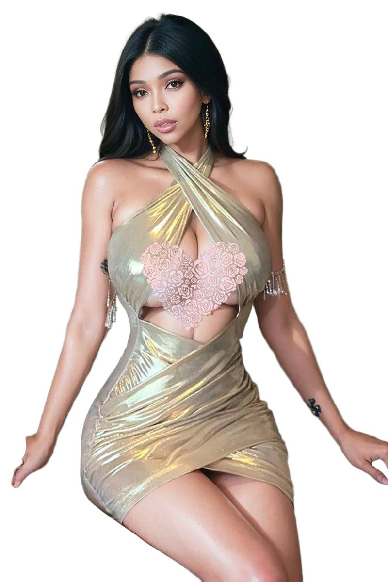 Glossy Halterneck Dress for Women Summer — product view 1