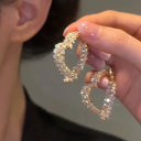 French New Design Silver Plated Zircon Love Wheat Earrings