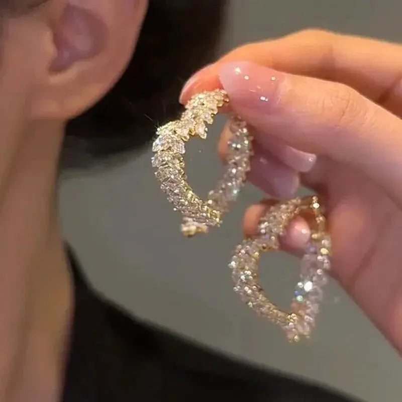 French New Design Silver Plated Zircon Love Wheat Earrings - OurLum.com