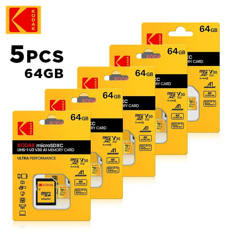 5pcs NEW KODAK Micro SD Memory Card 100MB/s Class10 U3 UHS-I 32GB 64GB 128GB TF Card 4K HD for Smartphone and Tablet PC