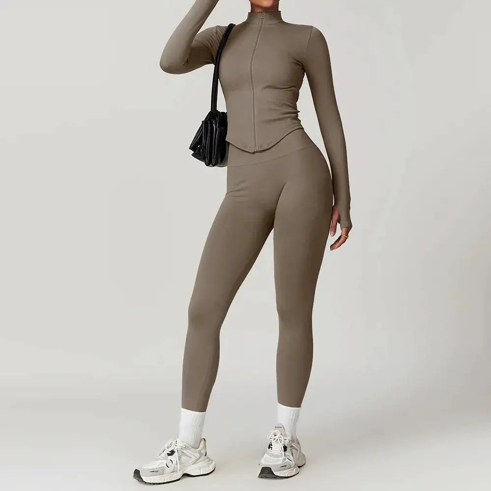 2/3/4PCS Yoga Set Gym Clothes Sportswear Seamless Yoga Suits For Women Fitness Long Sleeved Tracksuits Sports Bra Gym Leggings