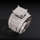 Gold Plated Sterling Silver Silver CZ Hip Hop Ring