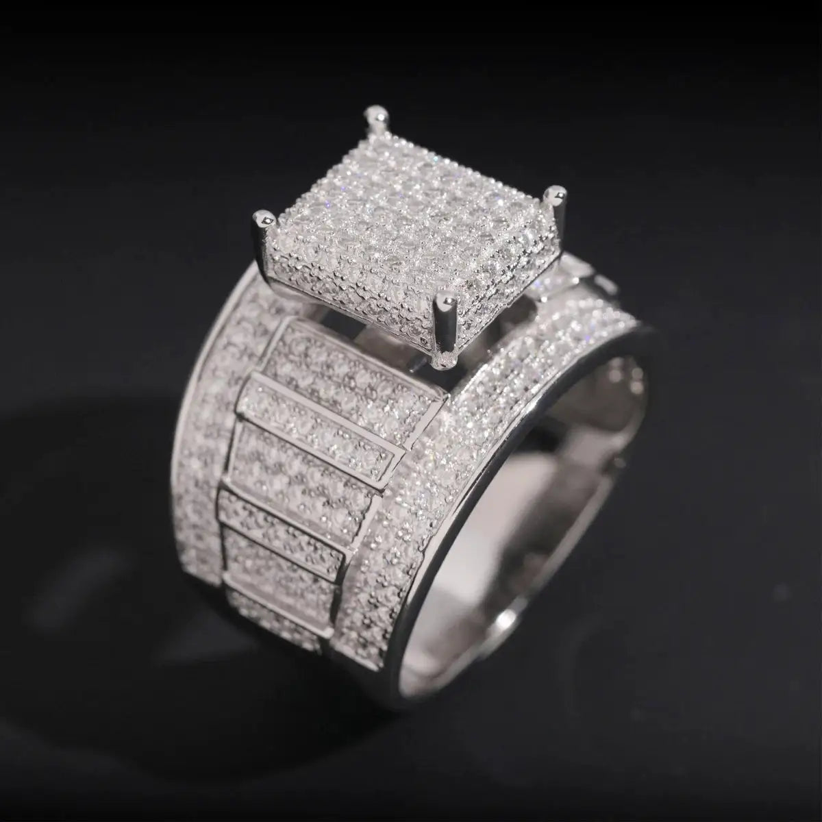 Gold Plated Sterling Silver Silver CZ Hip Hop Ring — product image 1