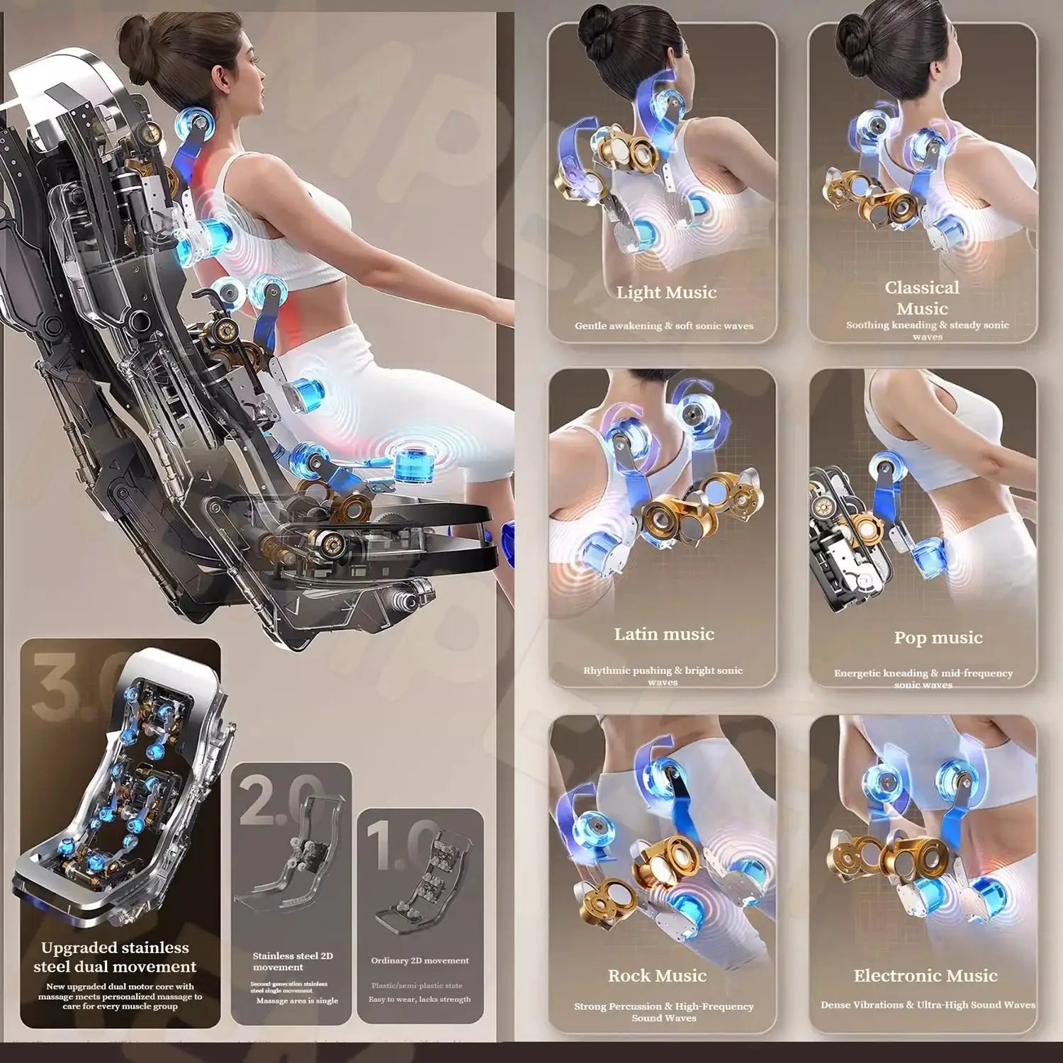 2026 8D Sonic Massage Chair with 4.0 Core Upgrade & 4D Hands | SL Track, Zero Gravity & Leg/Foot SPA