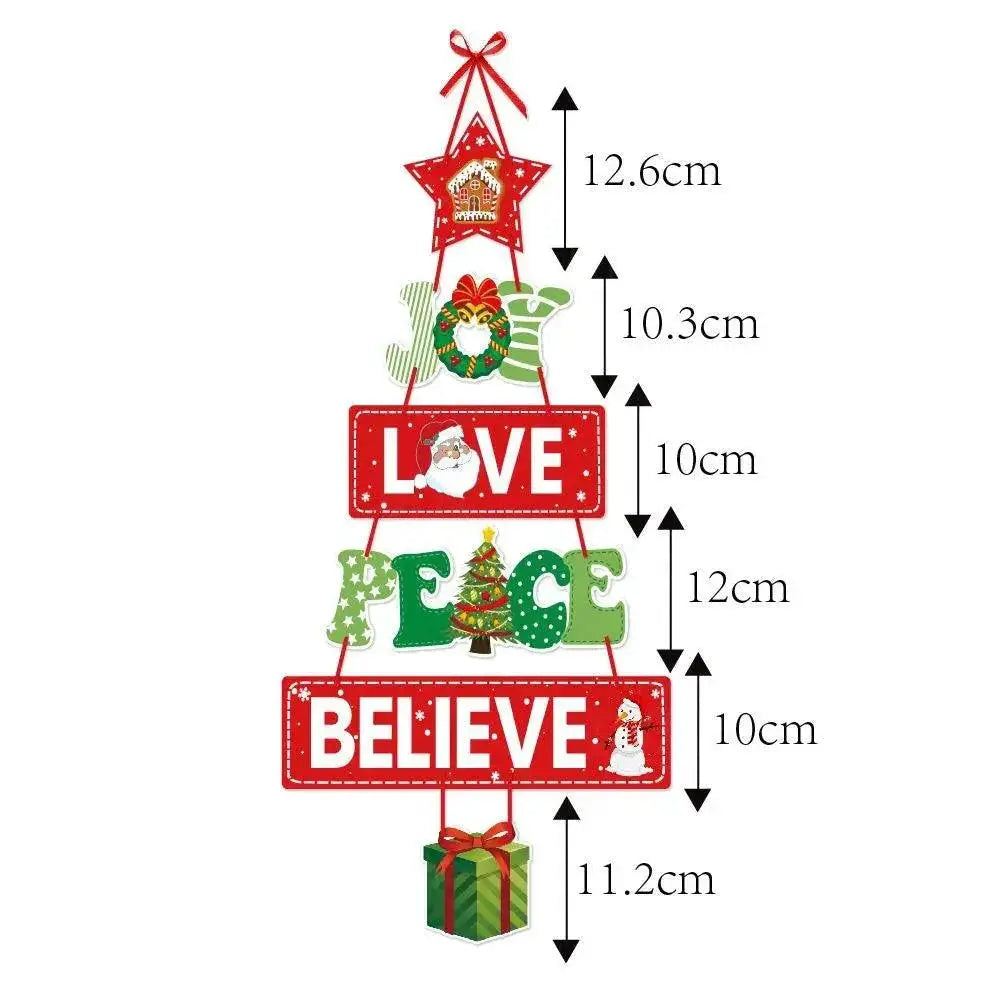 Charming Christmas Door Hanger Decor Santa Snowman Elk Set