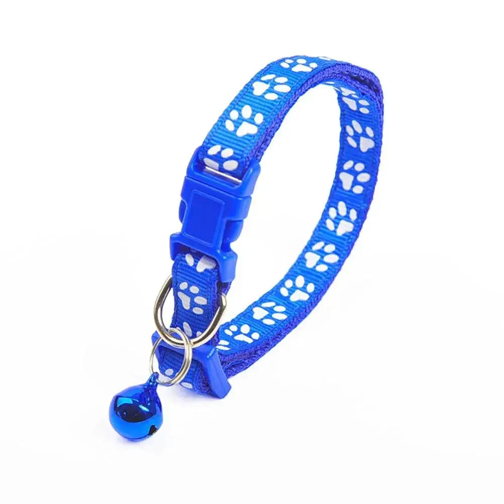 Cartoon Paw Print Pet Collar With Adjustable Safety Bell