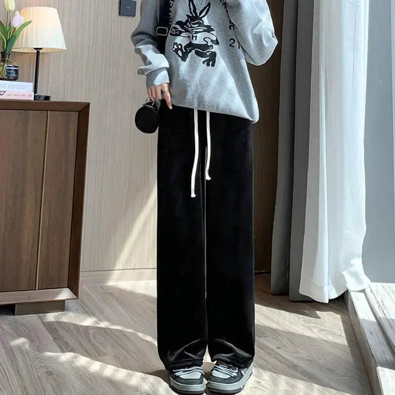 Chic Wide Leg Pants Elastic Waist Trousers For Spring