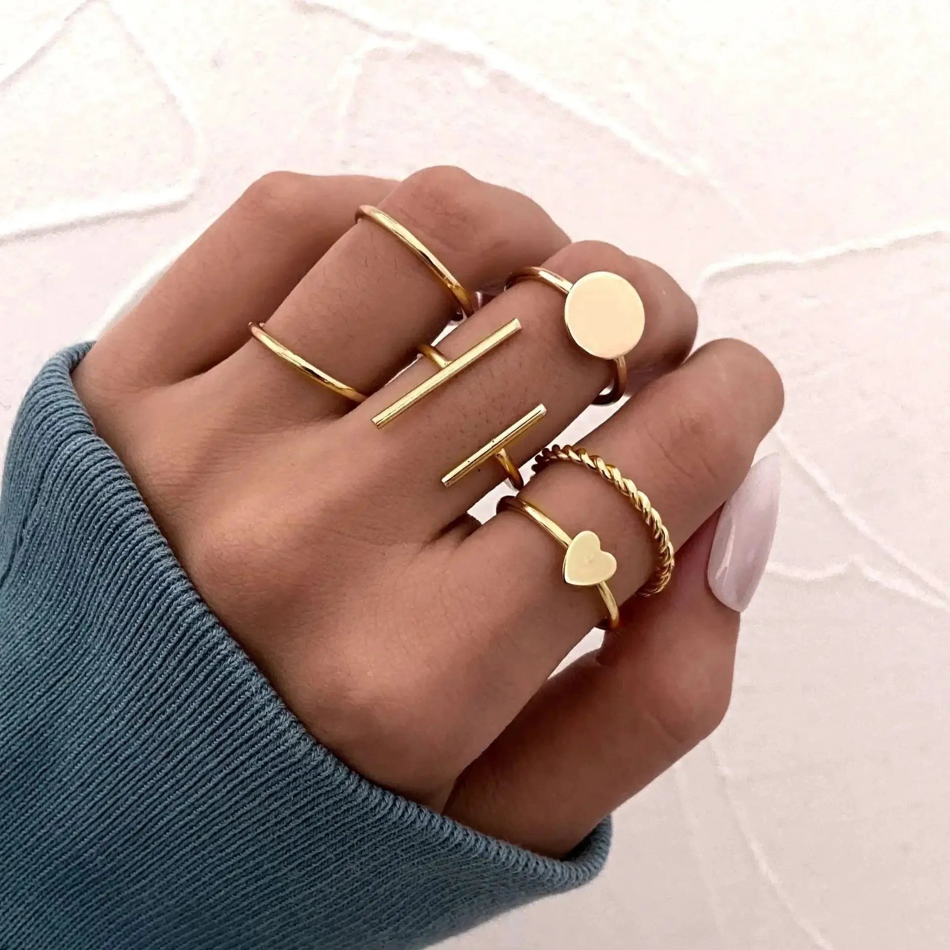 Edgy Geometric Rings Punk Hip Hop Jewelry Collection
