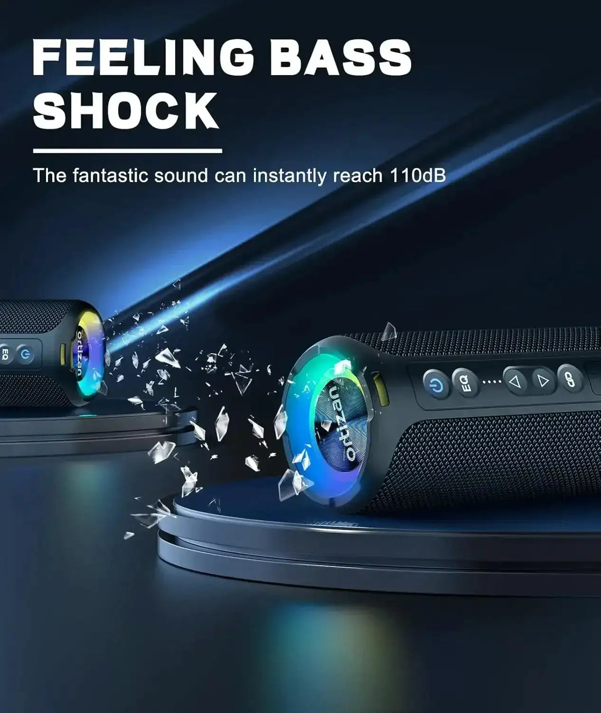 Ortizan Bluetooth Speakers 40W TWS Portable Speaker with Stereo Sound Bass, Bluetooth 5.3 Wireless USB Type C Outdoor, 6600mAh Battery