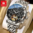 Olevs Mens Luxury Tourbillon Steel Watch