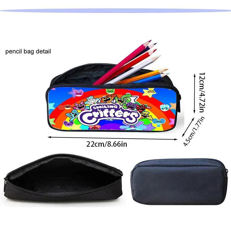 2 Piece Set Smiling Anime Critters Backpack With Pencil Bags