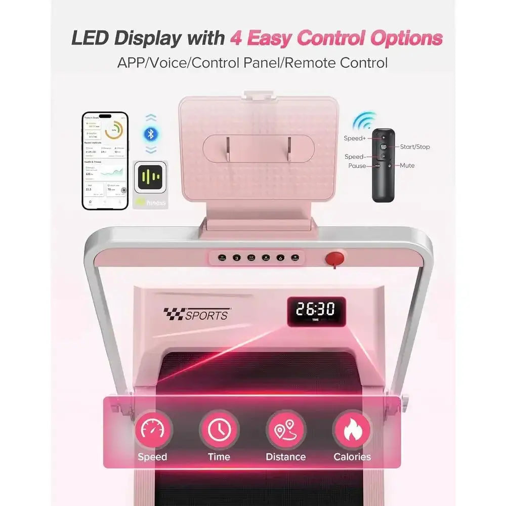 Adjustable Incline Treadmill, 350 lbs Capacity, Portable Walking Pad with Handle, Home & Under Desk Use, Wide Belt, LED Display,
