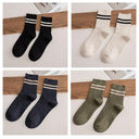 Harajuku Vibes: 7-Pack Retro Striped Tube Socks Set