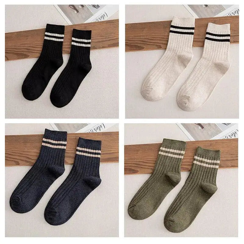 Harajuku Vibes 7 Pack Retro Striped Tube Socks Set