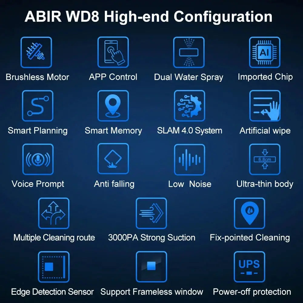 ABIR WD8 Robot Window Vacuum Cleaner With Dual Water Spray - OurLum.com
