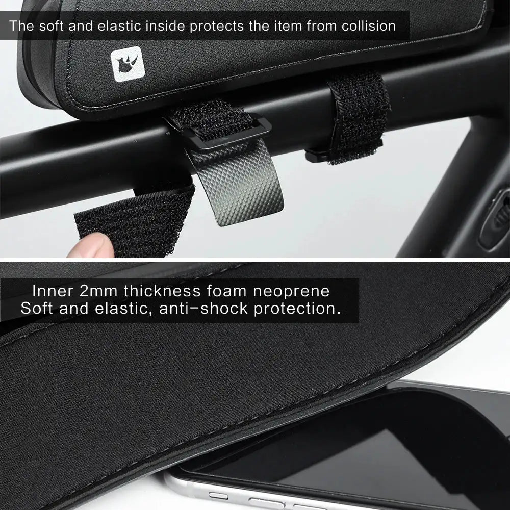 Rhinowalk Bike Top Tube Bag Waterproof Front Tube Frame Bag 1.2 L Large Capacity For MTB Road Bicycle Cycling Handlebar Bag