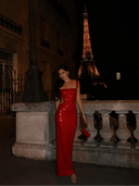 Sparkling Silver Maxi Dress Elegant Backless Evening Gown