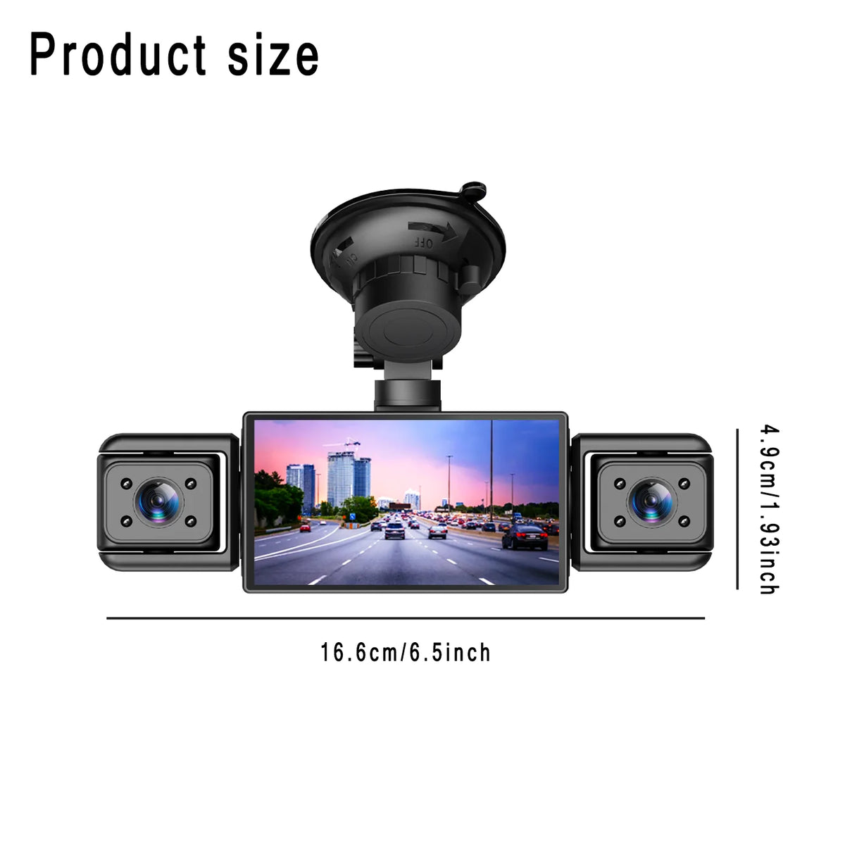 BCUOZ ° Dashcam with Super Night Vision - Front Rear Left — product view 3