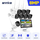 ANNKE 4K Wireless Security Kit with 12‑Inch Built‑in LCD Monitor, 8MP Ultra‑HD IP66 Weatherproof Wifi Cameras, Dual‑Band WiFi Pro Two‑Way Audio, Smart Human Detection, H.264+ Compression Plug‑and‑Play for Home o
