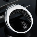 Men's Sterling Silver Silver Moissanite Ring