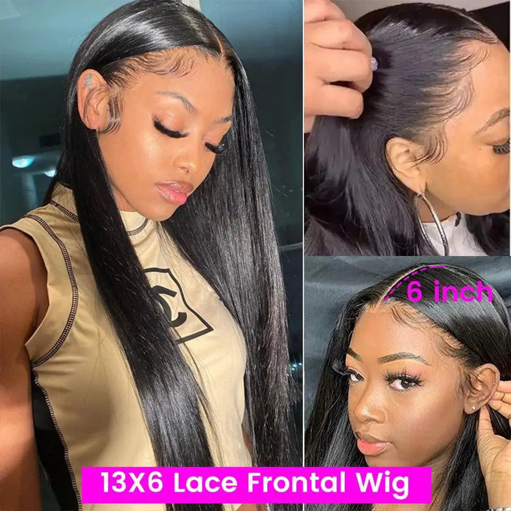30 Inch Brazilian Bone Straight Lace Frontal Wig Remy Hair
