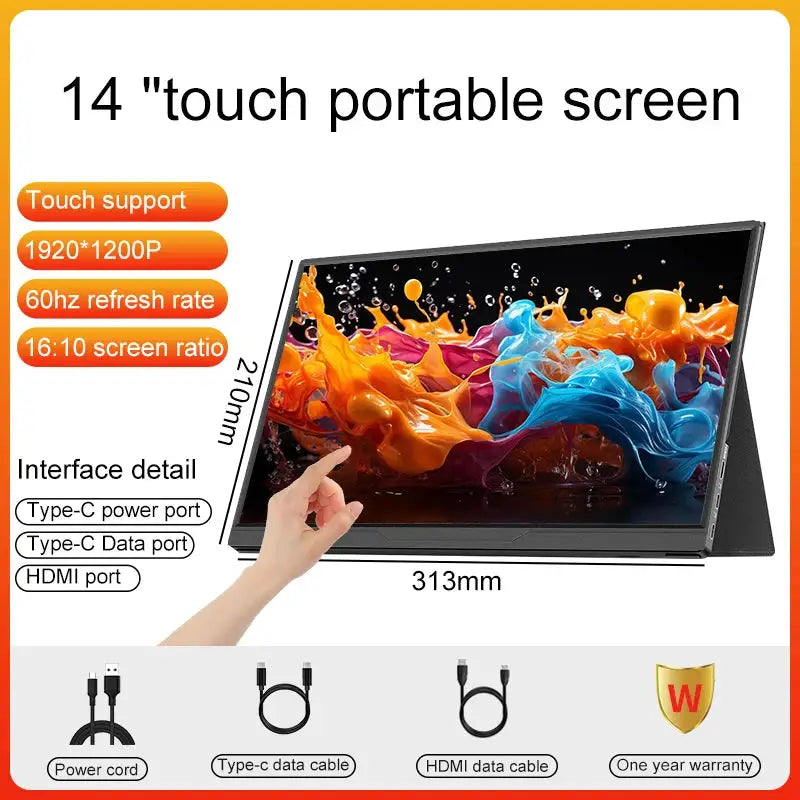 LANLIPU 14inch Portable IPS Touch Panel Secondary Display Computer Monitor FHD 1200P For Cell Phone Xbox Switch PS4/ps5 Laptop