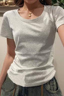 White Slimming Slim Fit Sexy Stylish Niche Style Short Sleeve Top