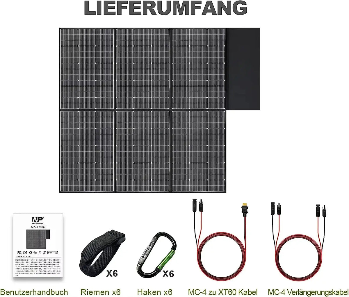 ALLPOWERS SP039 600W Foldable Solar Panel High-Efficiency Solar Module Solar Charger with Solar Output for Off-Grid Boat Camping