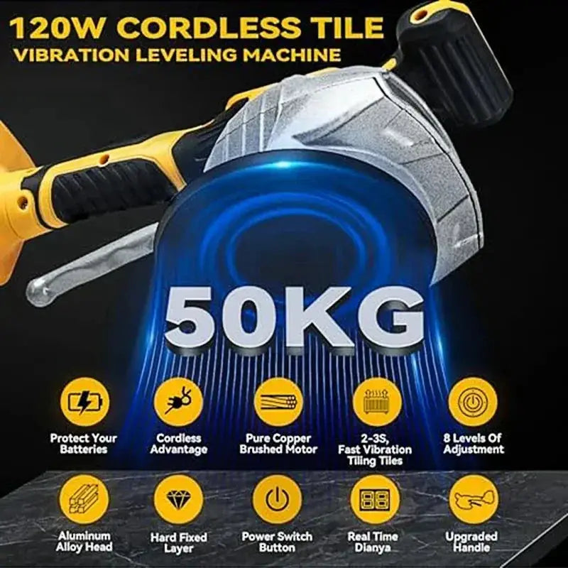 Cordless Tile Vibration Tool With Suction Cup Tech Design