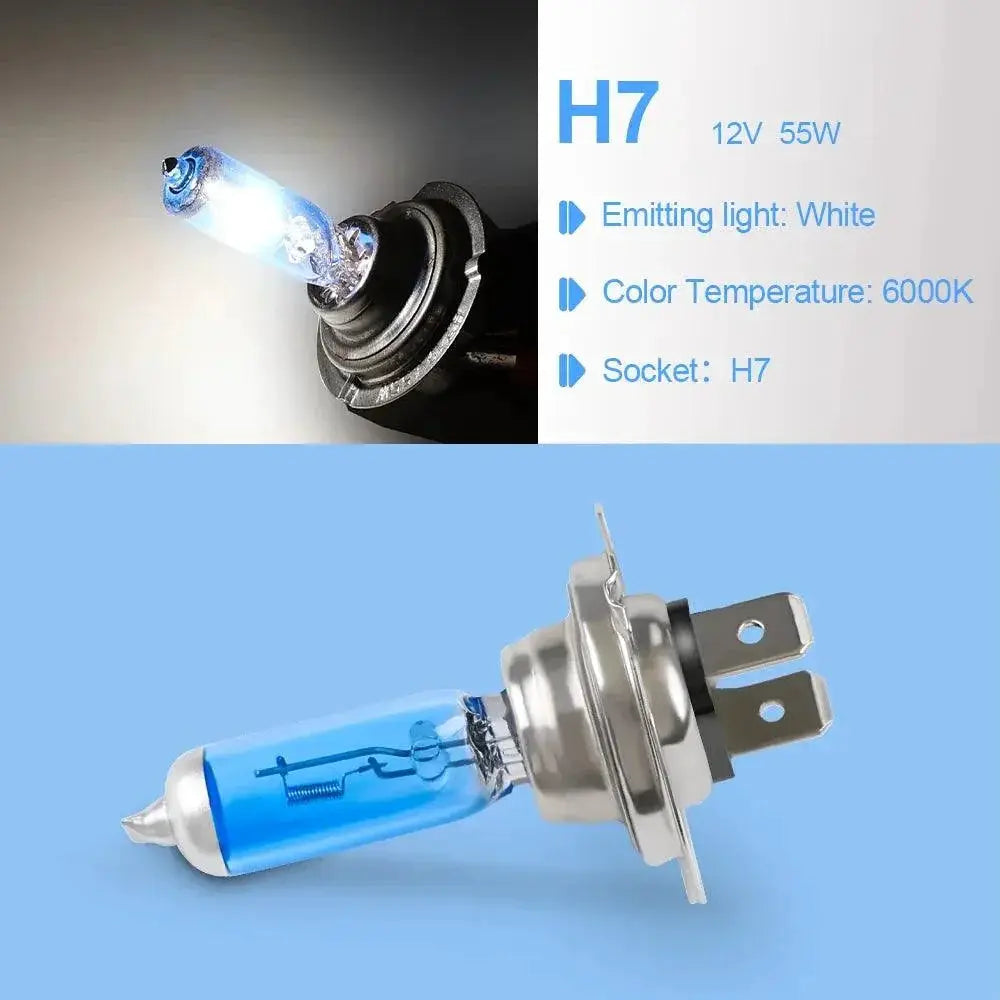 H7 Halogen Headlight Bulbs Super Bright 6000K White Light
