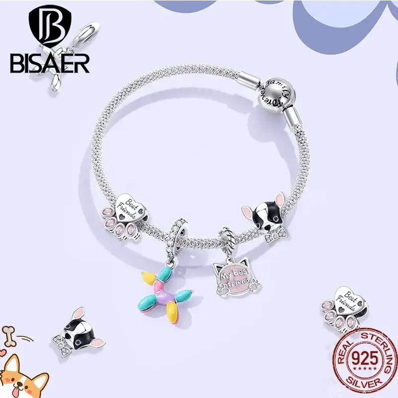 Cute Dog Charm Bead Pendant For Women DIY Bracelet Jewelry