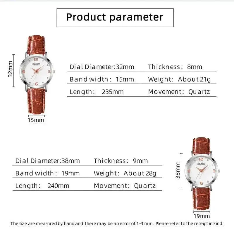 Luxury Leather Quartz Watches Set for Couples Stylish Duo