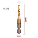 Tap Drill Bit Set Titanium Plated HSS Screw Thread Hex Shank Kit