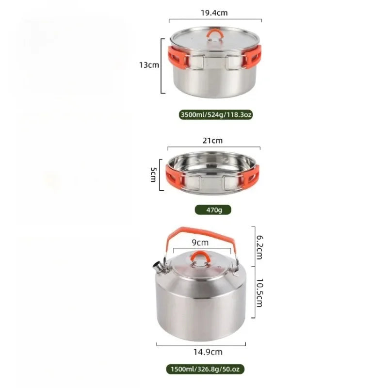 Camping Cookware Set, Lightweight Aluminum Nesting Cooking Pot — product view 6