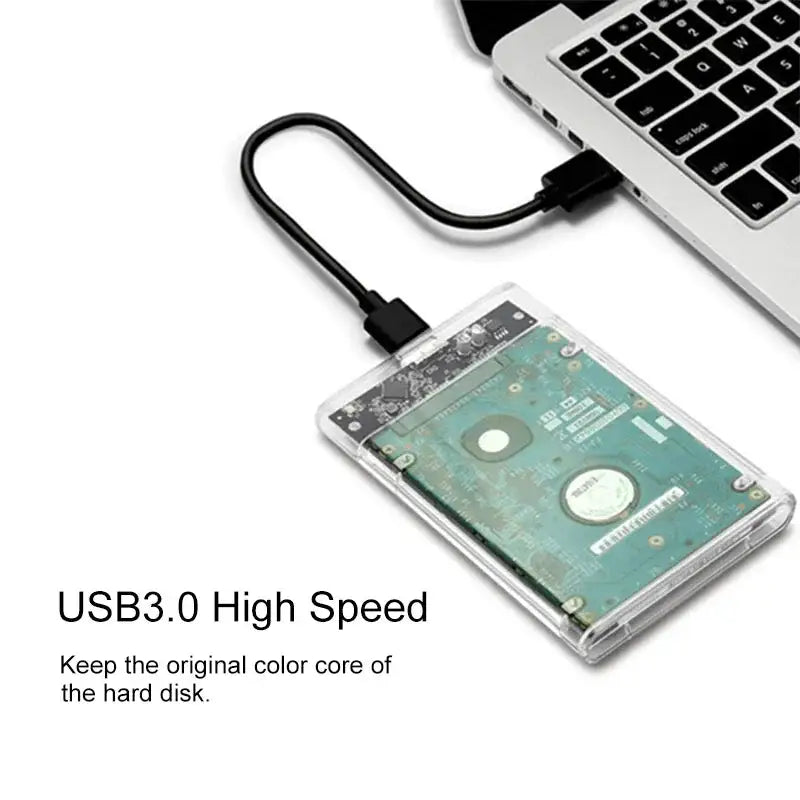 3.0/3.1 HDD Enclosure 2.5inch SATA SSD Hard Drive Case with 5Gbps Transfer Speed and Transparent Design Mobile External Housing