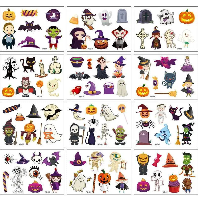 Vibrant Cartoon Kids Temporary Tattoos 12 Animal Packs