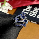 Vintage Blue Floral Platinum Ring