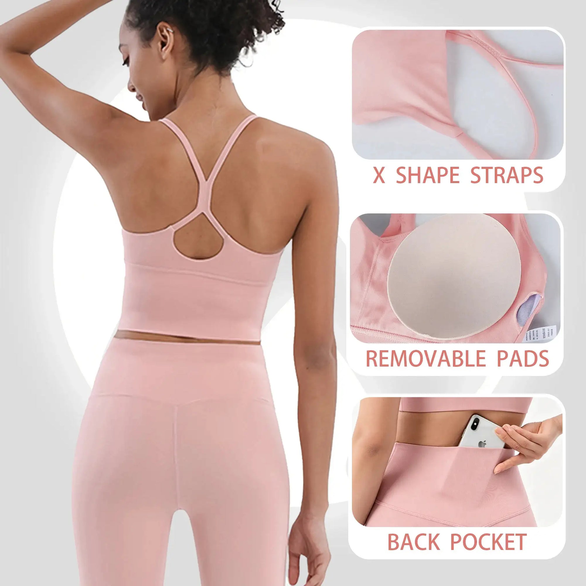 Women's Naked Feeling 2 Piece Gym Set - Seamless Sports Bra & High Waist Leggings, Shockproof Breathable Fitness Clothing, S-XL