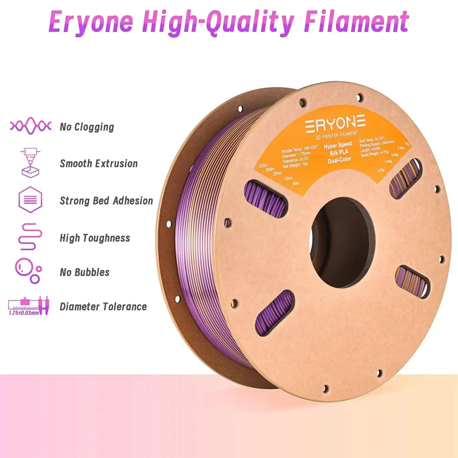 Eryone Hyper Speed Silk PLA Dual Color Filament 1kg 1.75mm